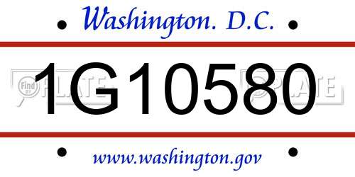 1G10580 District Of Columbia License Plate