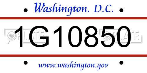 1G10850 District Of Columbia License Plate