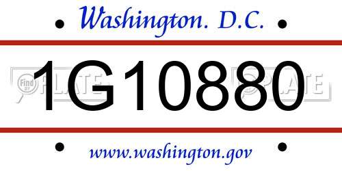 1G10880 District Of Columbia License Plate