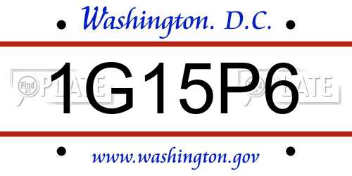 1G15P6 District Of Columbia License Plate
