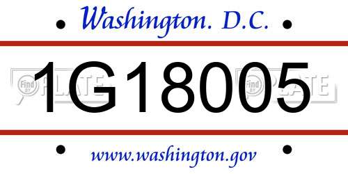 1G18005 District Of Columbia License Plate