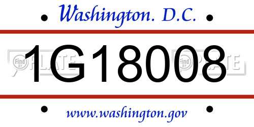 1G18008 District Of Columbia License Plate