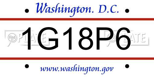 1G18P6 District Of Columbia License Plate