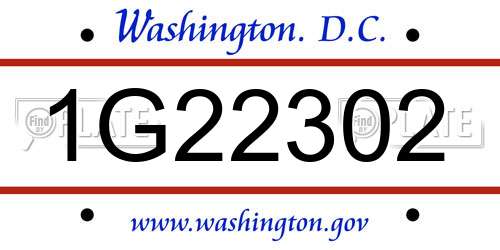 1G22302 District Of Columbia License Plate