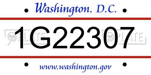 1G22307 District Of Columbia License Plate