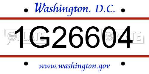1G26604 District Of Columbia License Plate
