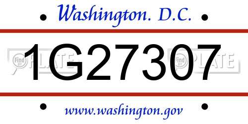 1G27307 District Of Columbia License Plate