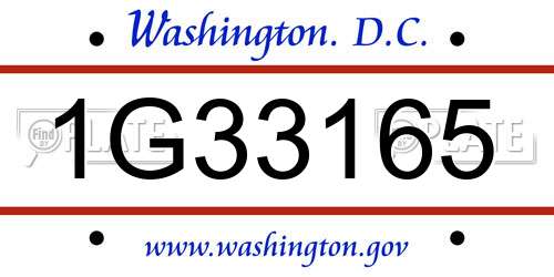 1G33165 District Of Columbia License Plate