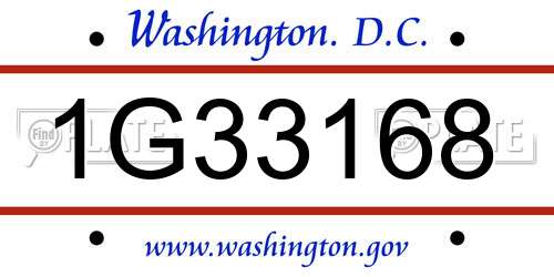 1G33168 District Of Columbia License Plate