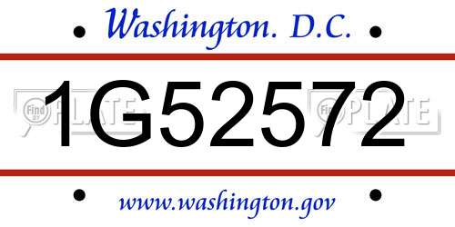 1G52572 District Of Columbia License Plate