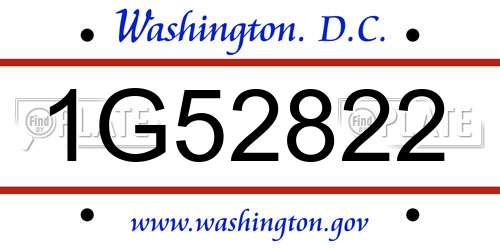 1G52822 District Of Columbia License Plate