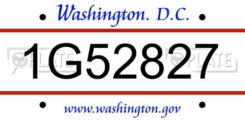1G52827 District Of Columbia License Plate