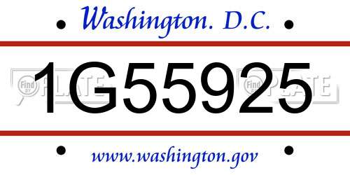 1G55925 District Of Columbia License Plate