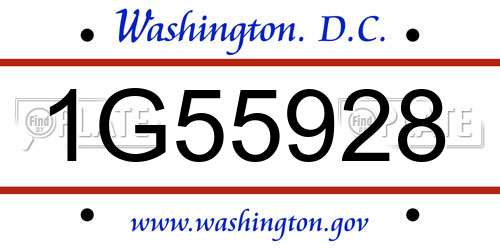 1G55928 District Of Columbia License Plate