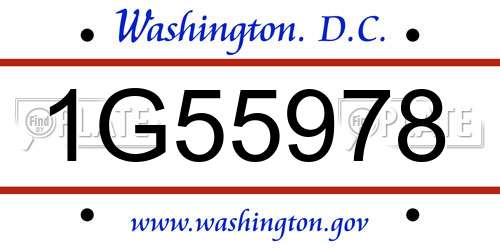 1G55978 District Of Columbia License Plate