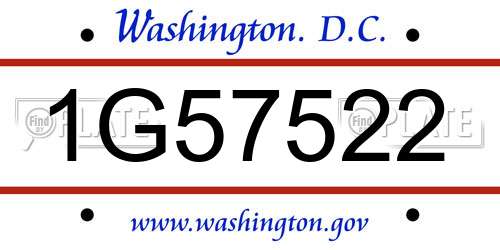 1G57522 District Of Columbia License Plate