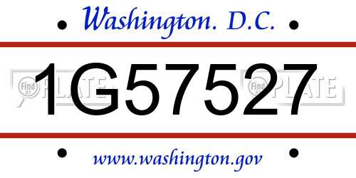 1G57527 District Of Columbia License Plate