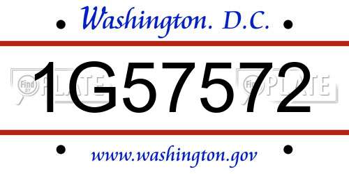 1G57572 District Of Columbia License Plate