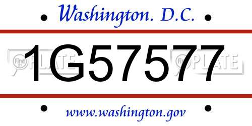 1G57577 District Of Columbia License Plate