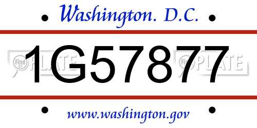 1G57877 District Of Columbia License Plate