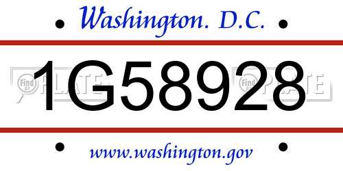 1G58928 District Of Columbia License Plate