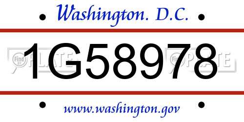 1G58978 District Of Columbia License Plate