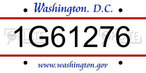 1G61276 District Of Columbia License Plate