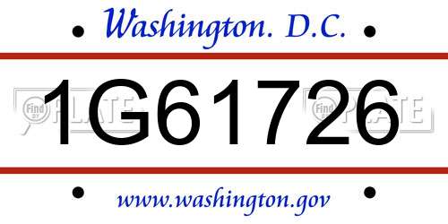1G61726 District Of Columbia License Plate