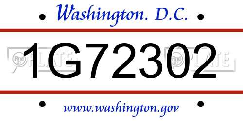 1G72302 District Of Columbia License Plate