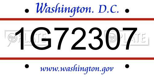 1G72307 District Of Columbia License Plate