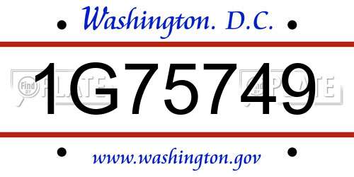 1G75749 District Of Columbia License Plate