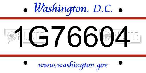1G76604 District Of Columbia License Plate