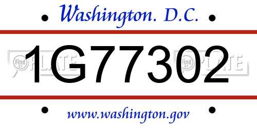 1G77302 District Of Columbia License Plate