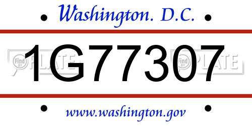 1G77307 District Of Columbia License Plate