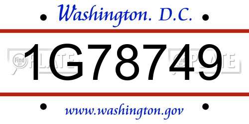 1G78749 District Of Columbia License Plate