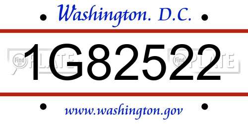 1G82522 District Of Columbia License Plate