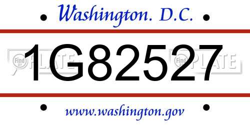 1G82527 District Of Columbia License Plate