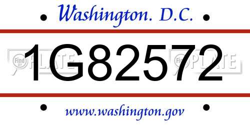 1G82572 District Of Columbia License Plate
