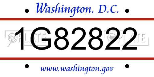 1G82822 District Of Columbia License Plate