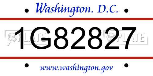 1G82827 District Of Columbia License Plate