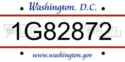1G82872 District Of Columbia License Plate