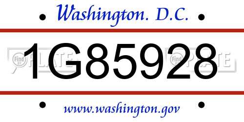 1G85928 District Of Columbia License Plate