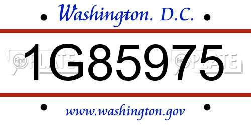 1G85975 District Of Columbia License Plate