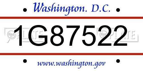 1G87522 District Of Columbia License Plate