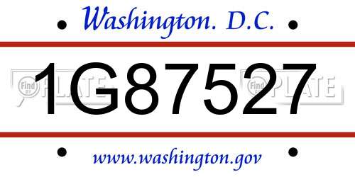 1G87527 District Of Columbia License Plate