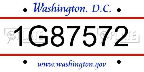 1G87572 District Of Columbia License Plate