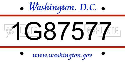 1G87577 District Of Columbia License Plate