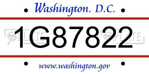 1G87822 District Of Columbia License Plate