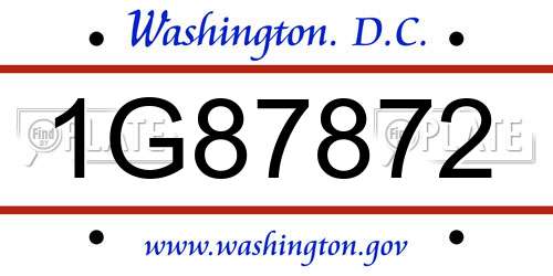 1G87872 District Of Columbia License Plate