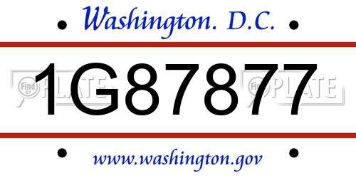 1G87877 District Of Columbia License Plate